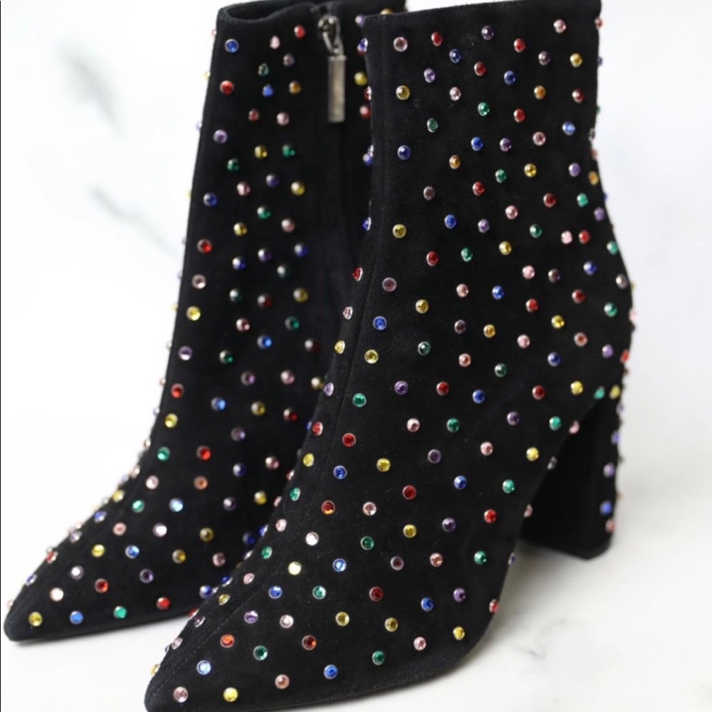 Saint Laurent Crystal Pointy Toe Booties (70mm)
